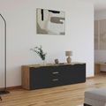 Rauch Flipp 3 Door Low Sideboard with Adjustable Height - 199cm - Artisan Oak and Graphite