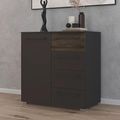 Rauch Luana 1 Door Small Sideboard - 80cm - Graphite and Atlantic Dark Oak