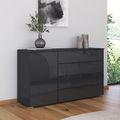 Rauch Monostar 1 Door Wide Sideboard - 120cm - Metallic Dark Grey with Basalt Glass