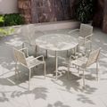 Porto Dining Set - 4 Seater - 100cm - Round - 4 Stacking Chairs - Champagne Metal