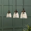 Fovant Glass Triple Pendant Light Antique Bronze