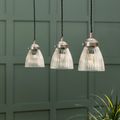 Fovant Glass Triple Pendant Light Satin Nickel
