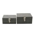 Jewellery Box - Grey Faux Leather - Set of 2