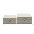 Jewellery Box - White Faux Leather - Set of 2