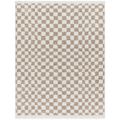 Birmingham Rug - Modern Shaggy Checkered - BMM2322 - Ivory & Tan - Sizes Available