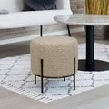 Alford Pouf - Beige Boucle Fabric - Round