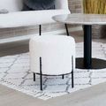 Alford Pouf - White Boucle Fabric - Round