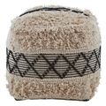 Cefena Pouffe - Black and White Fabric - Square - Shaggy