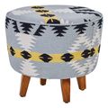 Cefena Footstool - Round - Blue Fabric