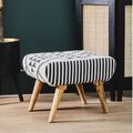 Cefena Footstool - White and Black Fabric - Berber Style