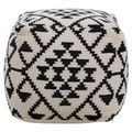 Cefena Pouffe - Square - White and Black Fabric