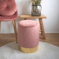 Hampton Pouf - Rose Velvet Fabric - Round