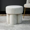 Footstool - Round - Ivory Chenille Fabric
