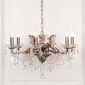 Gorgeous Shallow Cut Glass Chandelier - Antique Silver - 6 Branch