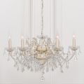 French Style Shallow Cut Glass Chandelier - Cream - 6 Branch