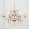 French Style Shallow Cut Glass Chandelier - Peach Cream - 8 Branch