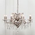 French Style Shallow Cut Glass Chandelier - Silver - 8 Branch