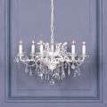 French Style Shallow Cut Glass Chandelier - White - 6 Branch