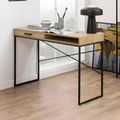 Seaford Oak and Black Metal Office Desk