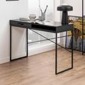 Seaford Office Desk - 1 Drawer - Black Melamine and Metal