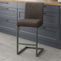 Brooklyn Barstool with Back - Set of 2 - Grey Faux Leather