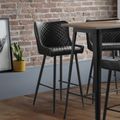 Leather Barstool with Back - Set of 2 - Black