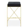 Azalea Barstool - Set of 2 - Black Velvet Fabric with Gold Metal