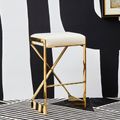 Azalea Barstool - Set of 2 - Ivory Fabric with Gold Base