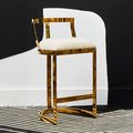 Azalea Barstool - Set of 2 - Ivory Velvet Fabric with Gold Metal