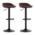 Dalston Barstool - Set of 2 - Mocha Faux Leather with Low Back