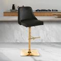 Eris Barstool - Set of 2 - Black Velvet Fabric and Gold Legs