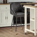 Barstools - Set of 2 - Gun Metal Grey Velvet