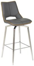 2 x Mako Grey Leather Effect Swivel Barstool