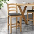 Normandy Barstool - Set of 2 - Oak & Charcoal Fabric