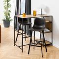 Oregon Barstool - Set of 2 - Black Faux Leather - with Back