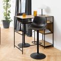Oregon Barstool - Set of 2 - Black Faux Leather - Gas Lift - with Back