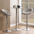 Plump Barstool - Set of 2 - Taupe Faux Leather - Chrome - Gas Lift
