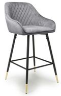 2 x Savanna Brushed Grey Velvet Barstool