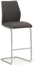 Elis Barstool - Set of 2 - Grey Faux Leather - Chrome