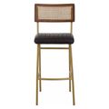 Buffalo Bar Chair - Black - Leather with Gold Metal