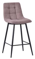 Corona Camel Velvet Fabric High Back Barstool with Black Metal Legs