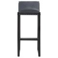 Kendari Barstool - Black Leather with Teak Wood
