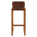 Kendari Barstool - Brown Leather with Teak Wood