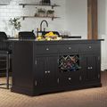 Black Kitchen Island - Granite Top