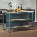 Blue Open Kitchen Island with Breakfast Bar