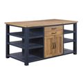 Spencer Blue Reclaimed Wood 4 Drawer Kitchen Island