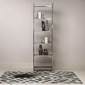 Horizon Bookcase - Black Glass with Silver Metal