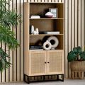 Padstow Oak and Rattan Bookcase