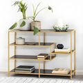 Seaford Shelving Unit - Open - Black Melamine and Gold Metal