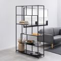 Seaford Large Bookshelf - Black Melamine and Metal